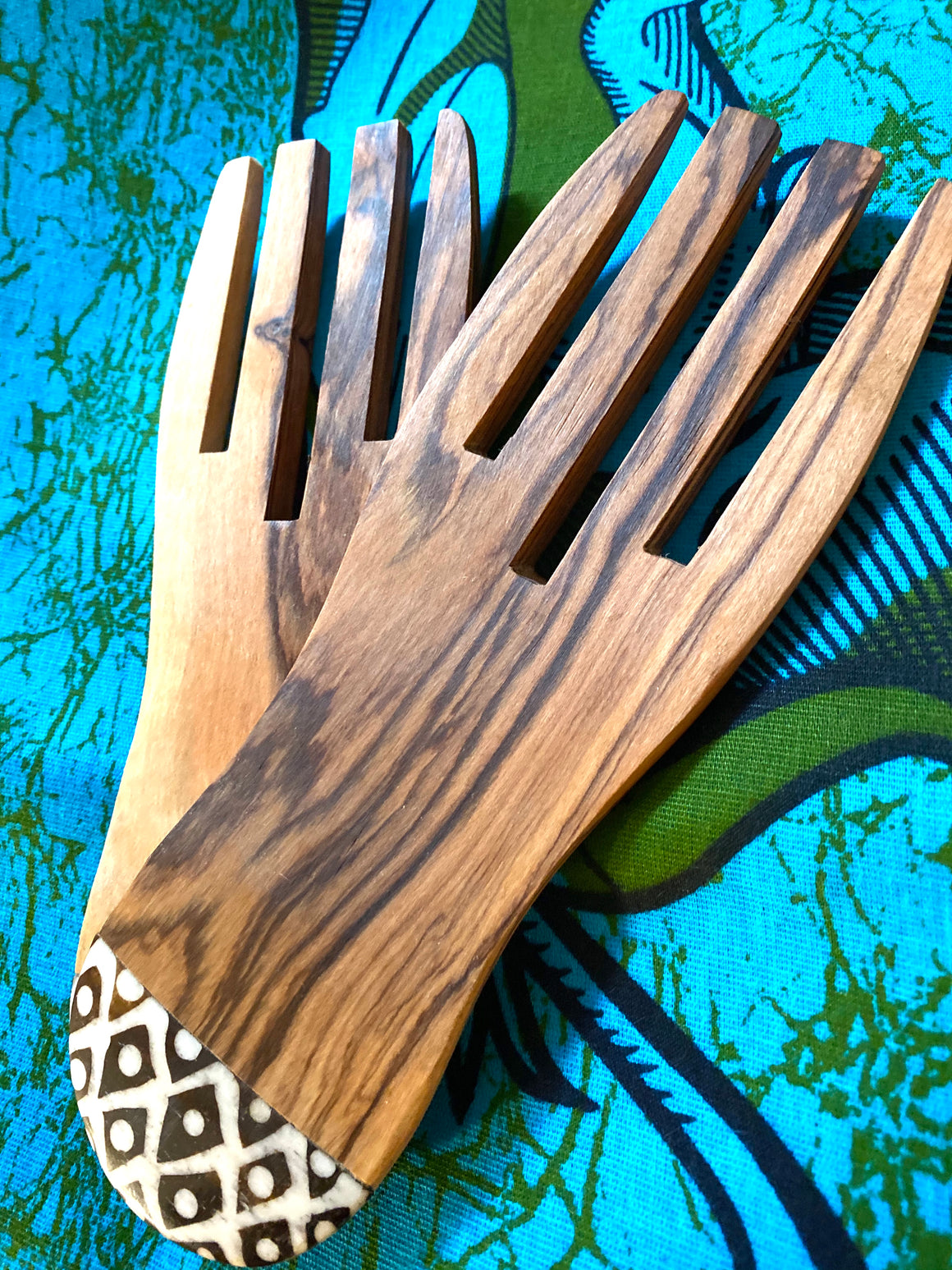 Wooden Carved Salad Fork Set